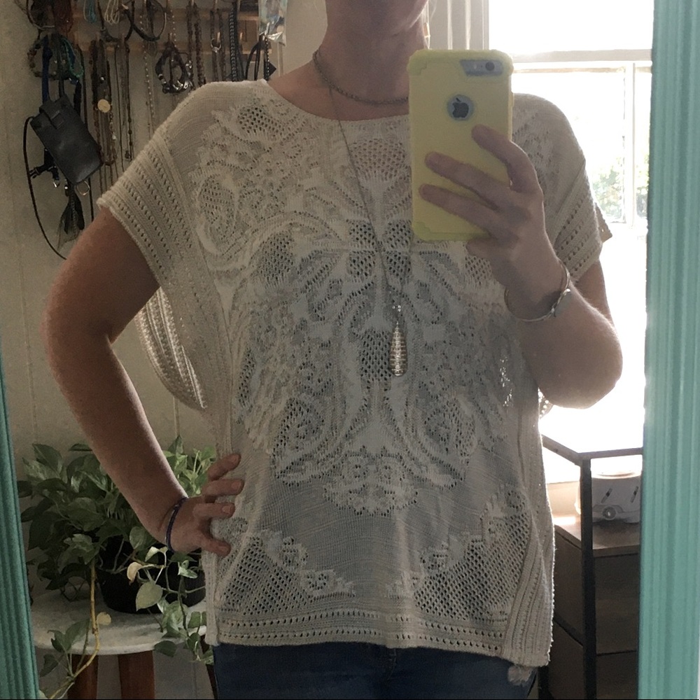 Crochet Boat Neck Top from NY & Co MEDIUM